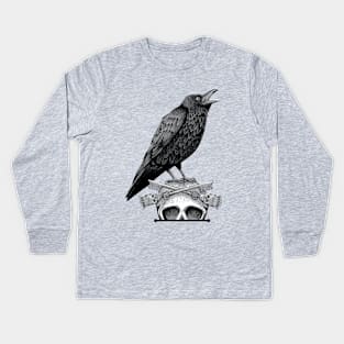 Black Crow, Skull and Cross Keys Kids Long Sleeve T-Shirt